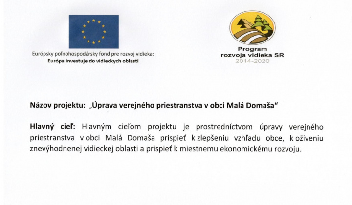 14. fotografia fotogalérie Úprava verejného priestranstva v obci Malá Domaša