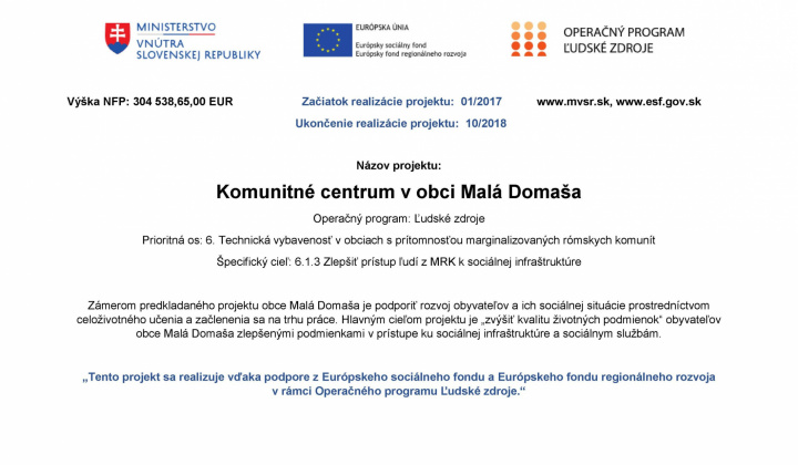 11. fotografia fotogalérie Komunitné centrum v obci Malá Domaša