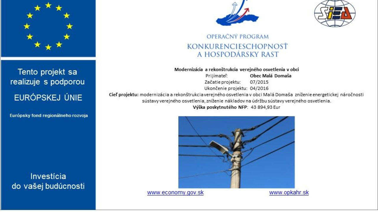 Fotografia fotogalérie Modernizácia a rekonštrukcia verejného osvetlenia v obci