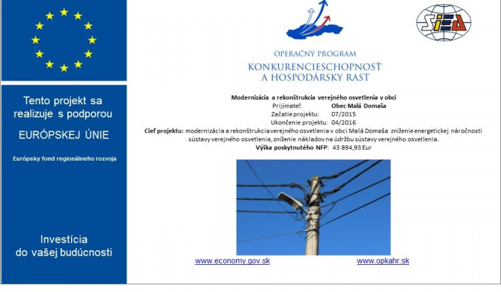 1. fotografia fotogalérie Modernizácia a rekonštrukcia verejného osvetlenia v obci