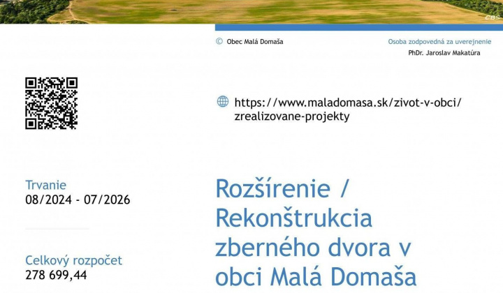 Fotka - Rozšírenie / Rekonštrukcia zberného dvora v obci Malá Domaša